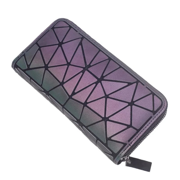 Slim Thin Women Purses Long Clutch Wallets Geometric Luminous Money Bag