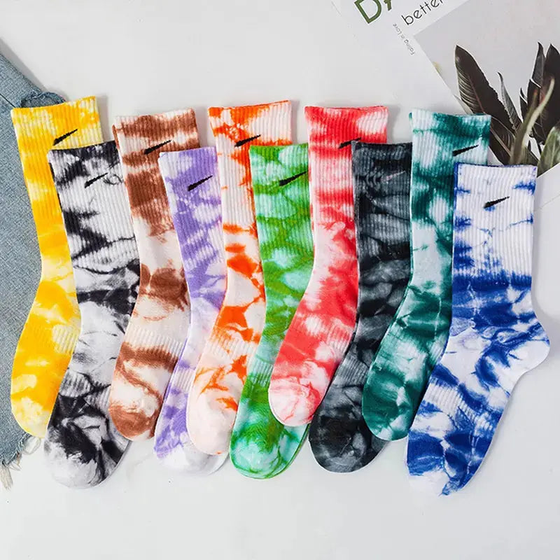 Women Tie-dye Middle Tube Socks GLR SHOPPING