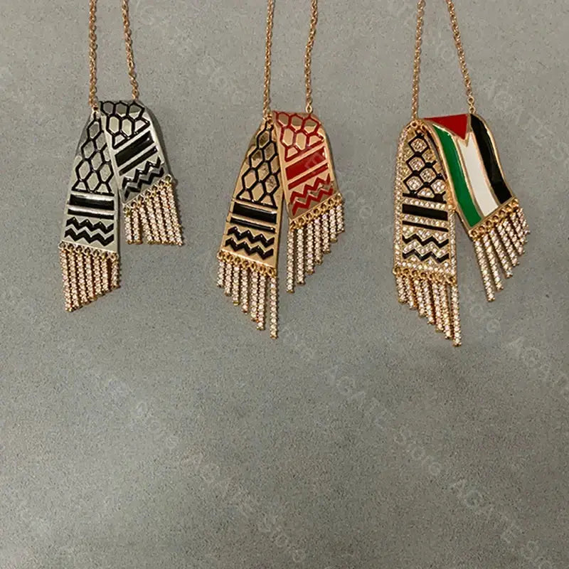 Stainless Steel Zircon Tassel Pendant Necklace GLR SHOPPING