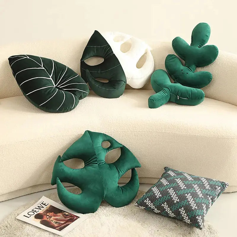 Green Leaf Plush Pillows GLR SHOPPING