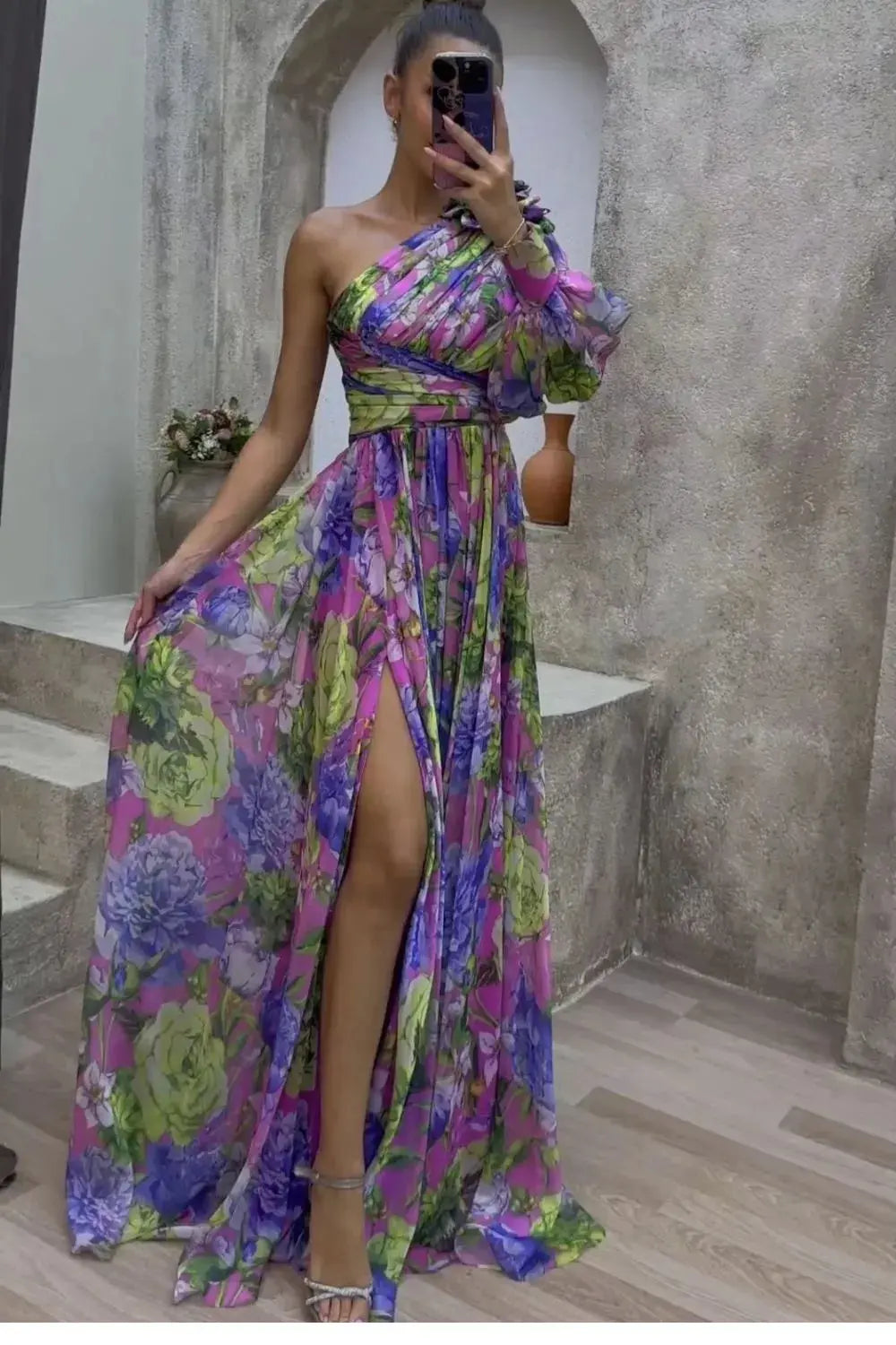 Sleeve Floral Maxi Dress GLR SHOPPING