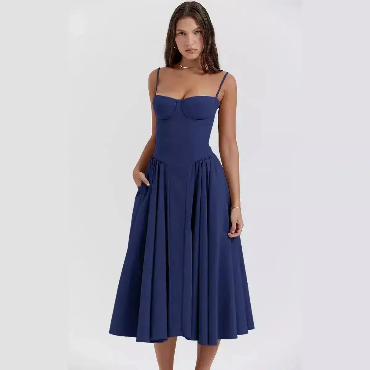 Dopamine Wear Suspender Dress French Retro Long Skirt GLR SHOPPING