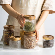 Glass Airtight Canister with Wood Lid GLR SHOPPING