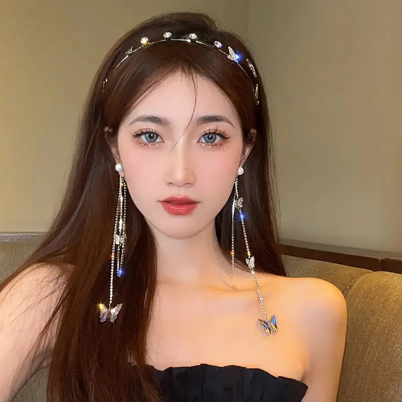 Pearl Butterfly Tassel Headband GLR SHOPPING