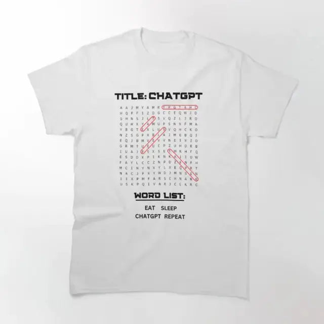 ChatGPT Eat Sleep ChatGPT Reapeat Word Search T-Shirt GLR SHOPPING