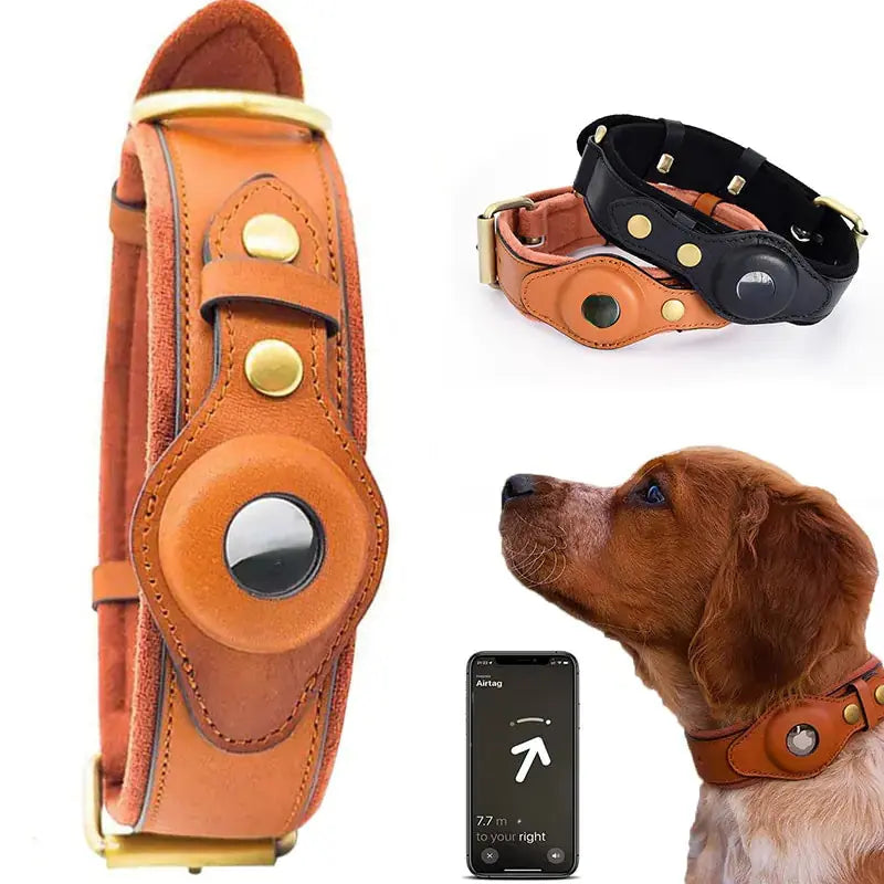 Leather Anti-Lost Dog Collar GLR SHOPPING