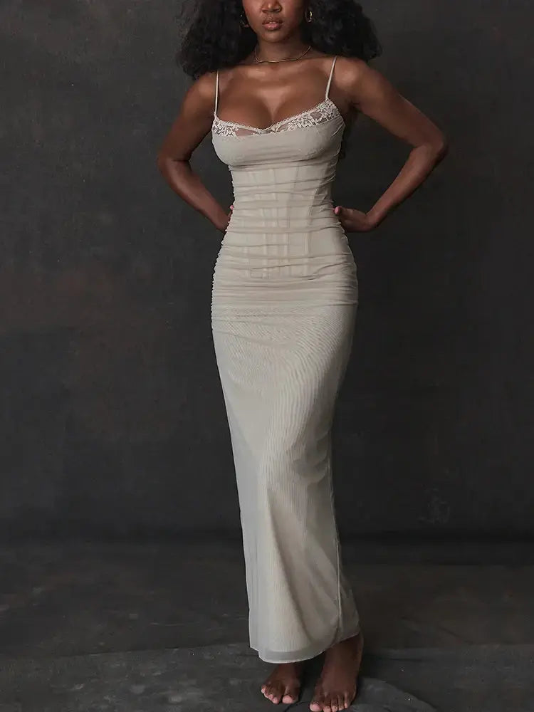 Elegant Spaghetti Strap Backless Dress GLR SHOPPING