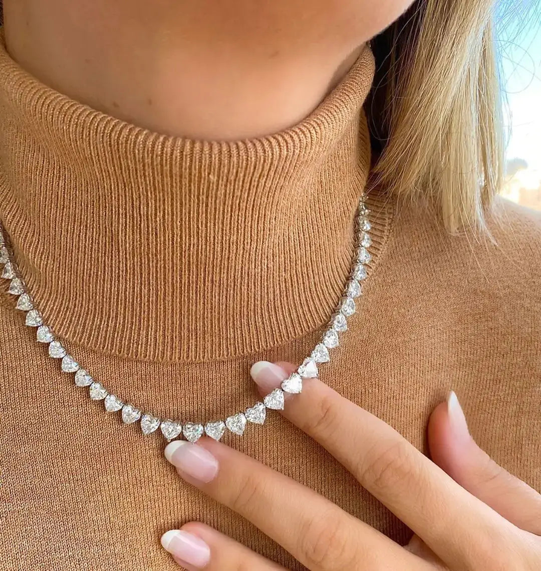 5A Heart CZ Tennis Necklace GLR SHOPPING