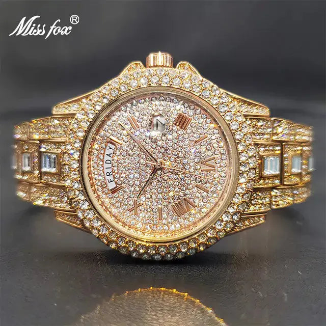Men's Calendar Quartz  Diamond Watch - GLR SHOPPING