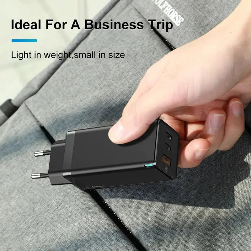 Baseus 65W GaN Charger Quick Charge 4.0 3.0 Type C PD Fast Charger 3 Port USB Charger with QC 4.0 3.0 Portable Phone Charger GLR SHOPPING