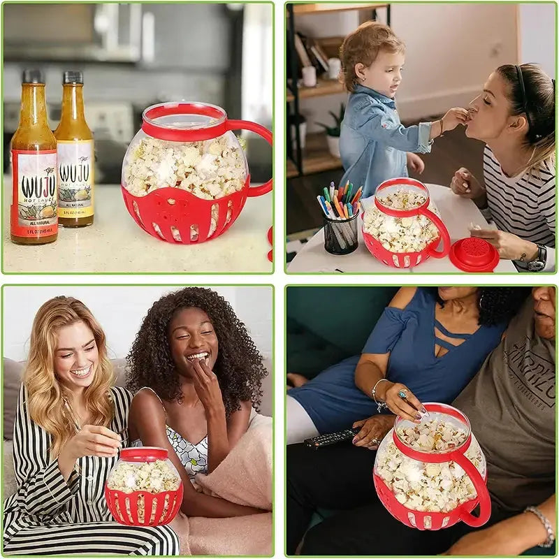 Microwave Glass Popcorn Popper With Silicone Lid GLR SHOPPING