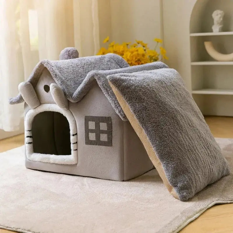 Removable Roof Plush Pet House - GLR SHOPPING