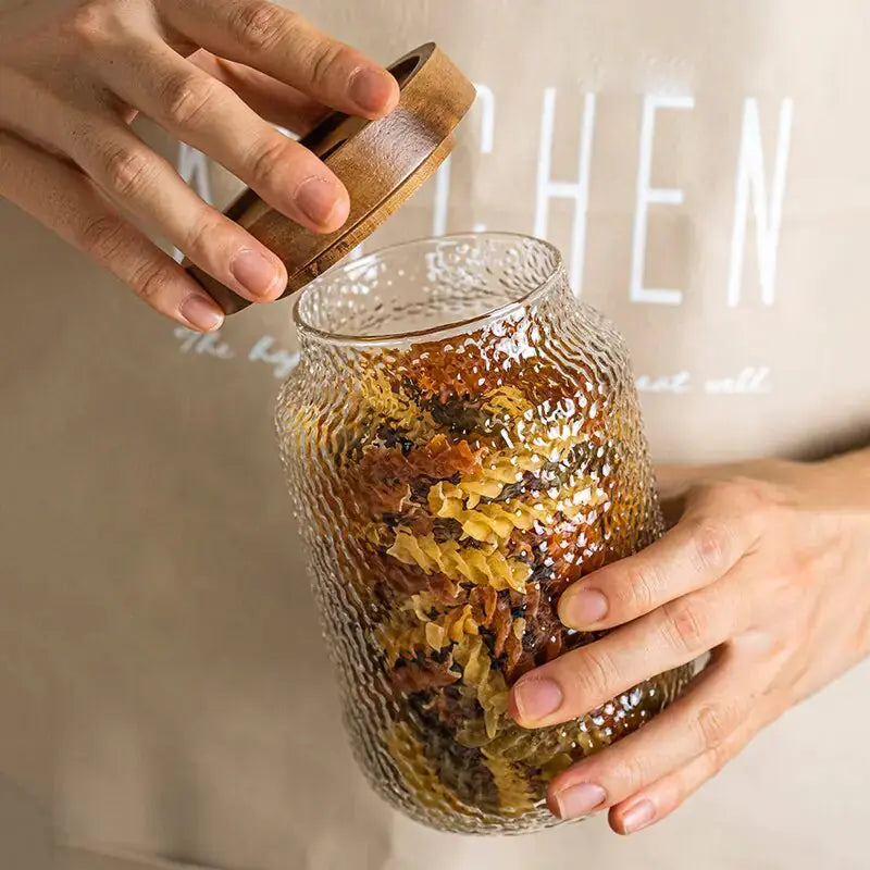 Glass Airtight Canister with Wood Lid GLR SHOPPING