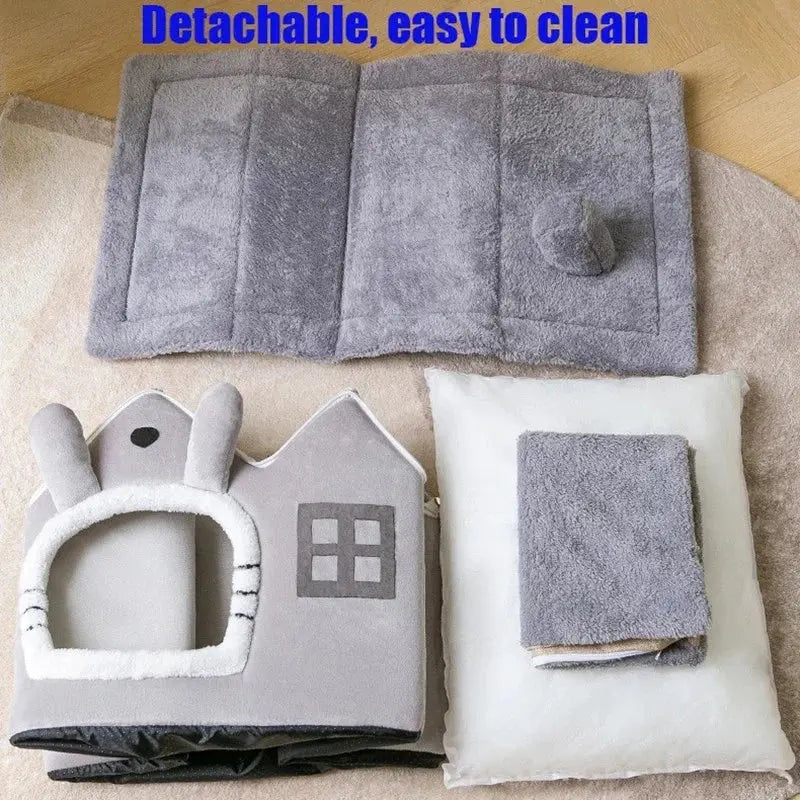 Removable Roof Plush Pet House - GLR SHOPPING