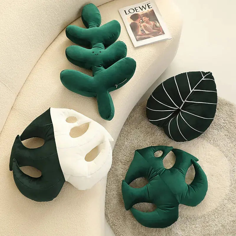 Green Leaf Plush Pillows GLR SHOPPING