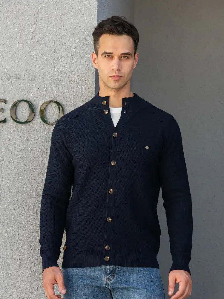 Button Mock Neck Men's Cardigan GLR SHOPPING
