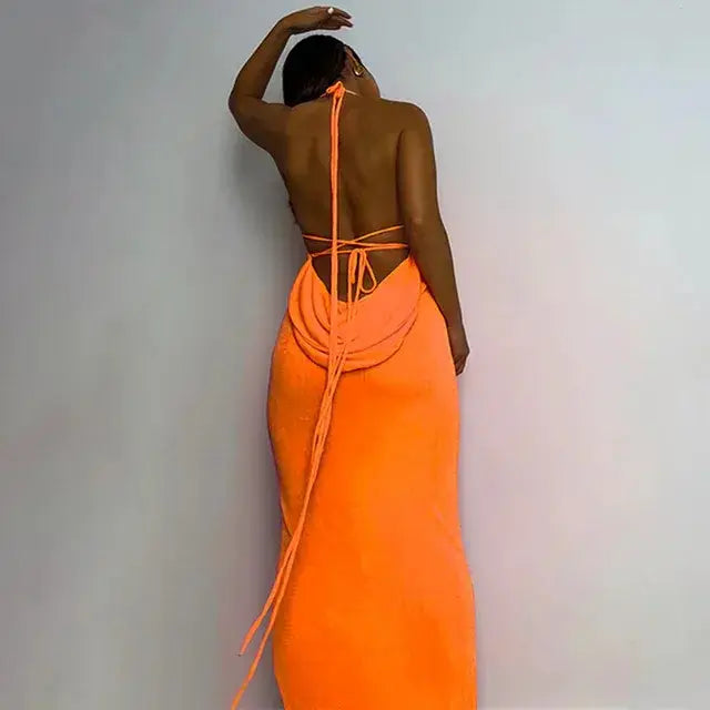 Collar Backless Sleeveless Maxi GLR SHOPPING