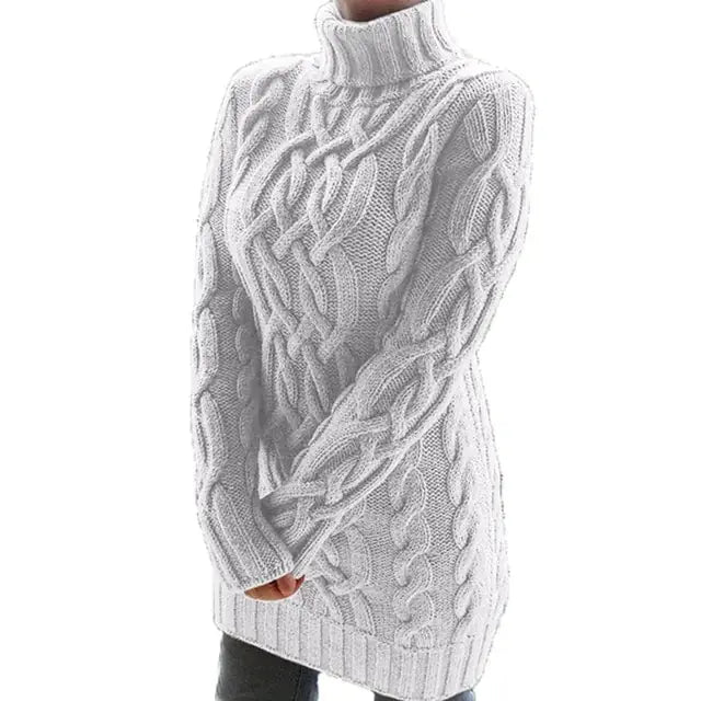 Turtleneck Twist Knitted Sweater Dress GLR SHOPPING