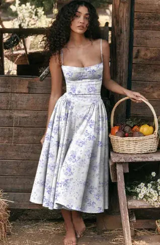 Dopamine Wear Suspender Dress French Retro Long Skirt GLR SHOPPING