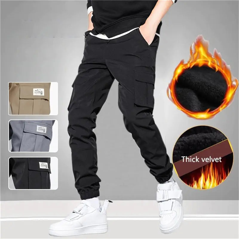 Thick Warm Fleece Cargo Pants