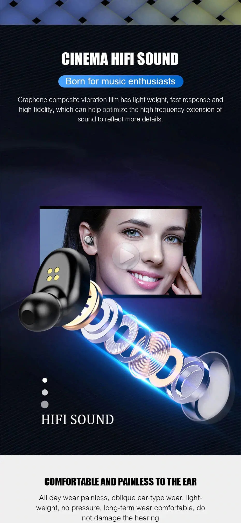 Bluetooth V5.0 Wireless Headphones Stereo Sport Headphones Earbuds 2000mAh Power for iPhone Xiaomi GLR SHOPPING