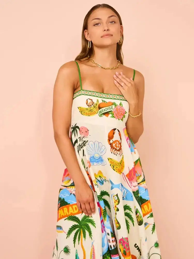 Sleeveless Maxi Dress Vintage Straps GLR SHOPPING