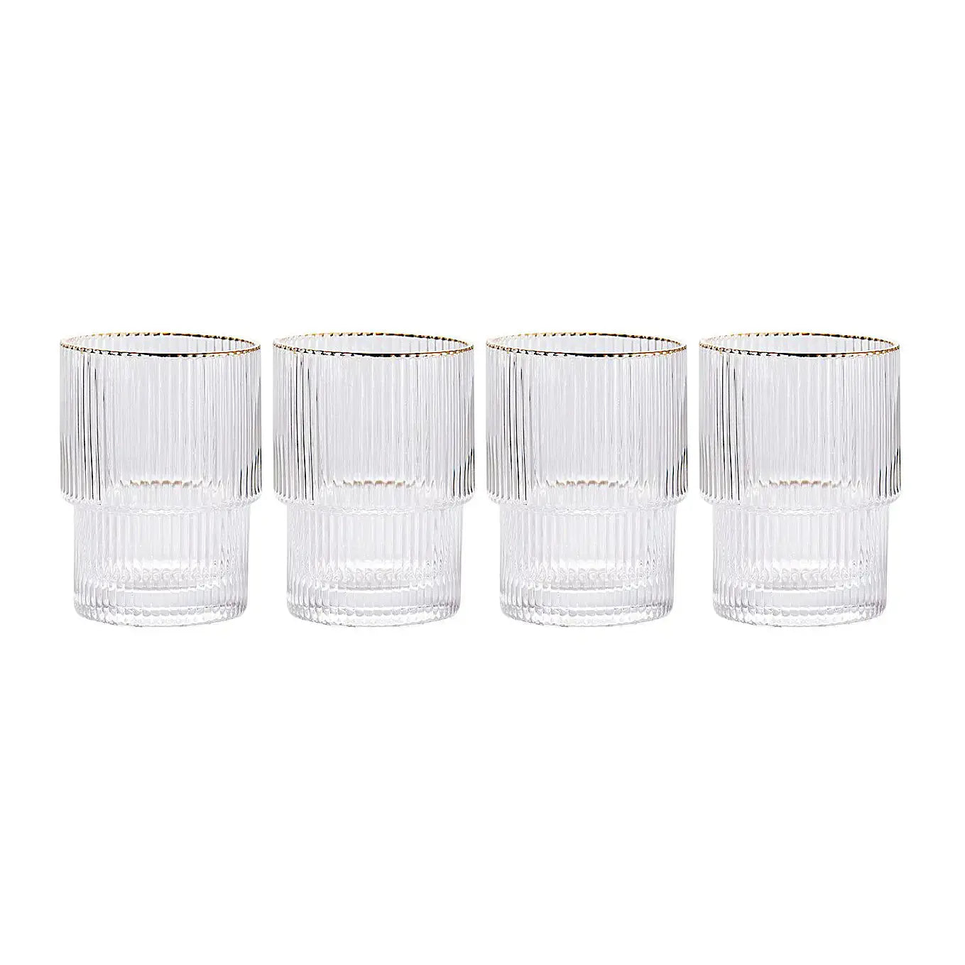 Stackable Gold Rim Ripple Drinking Glass GLR SHOPPING