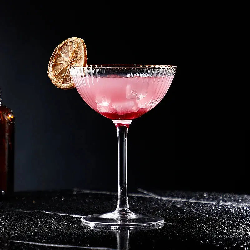 Cocktail Glass Goblet with Gold Rim Crystal Glass Cup GLR SHOPPING