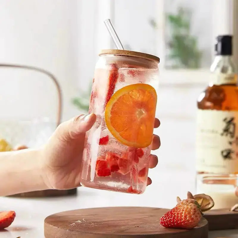 Aesthetic Glass Cup With Lid and Straw GLR SHOPPING