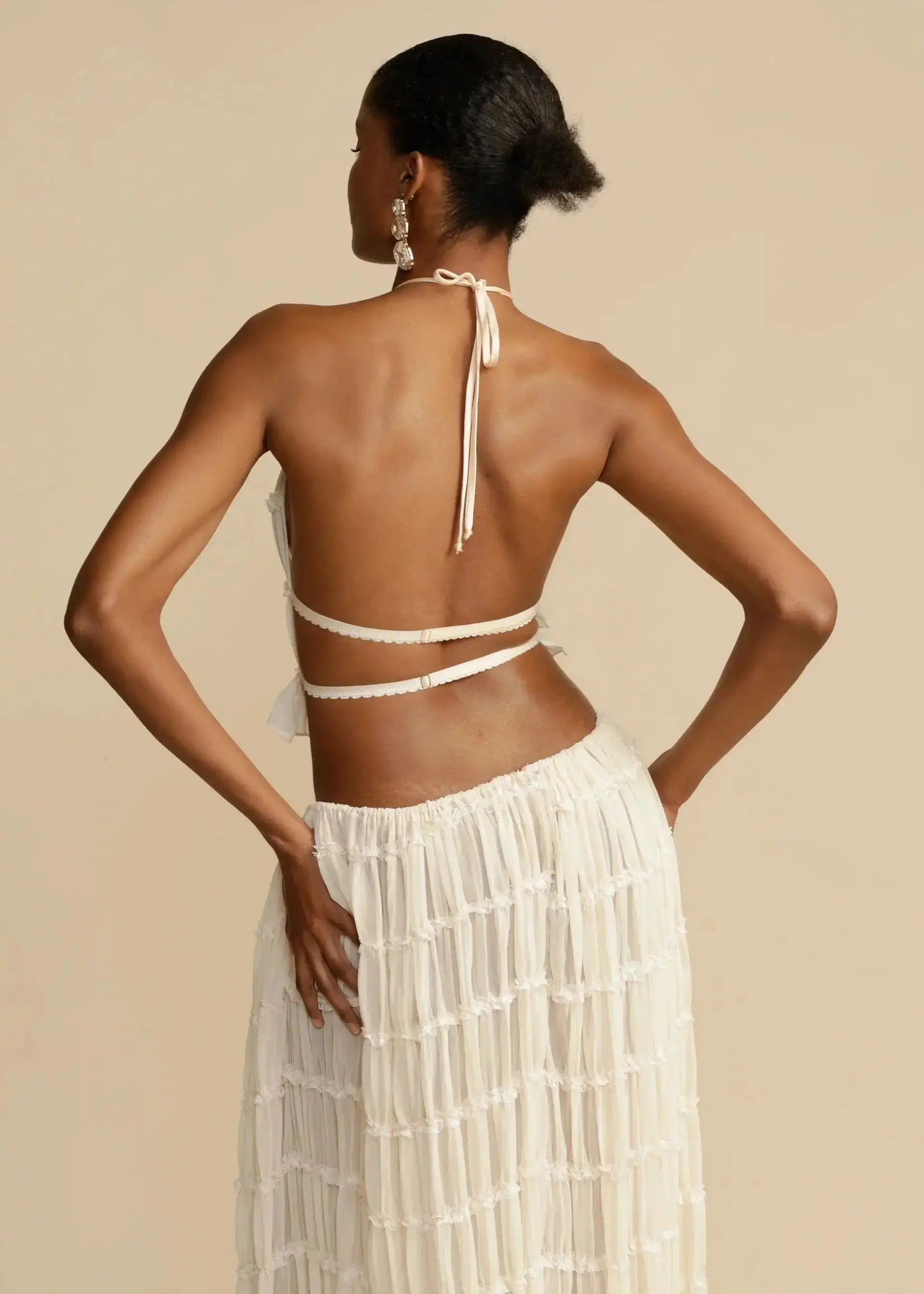 Summer Backless Ruched White Dress Set GLR SHOPPING