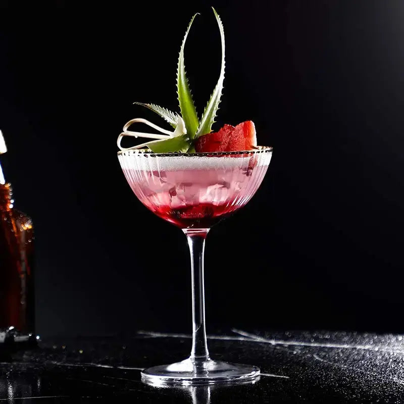 Cocktail Glass Goblet with Gold Rim Crystal Glass Cup GLR SHOPPING