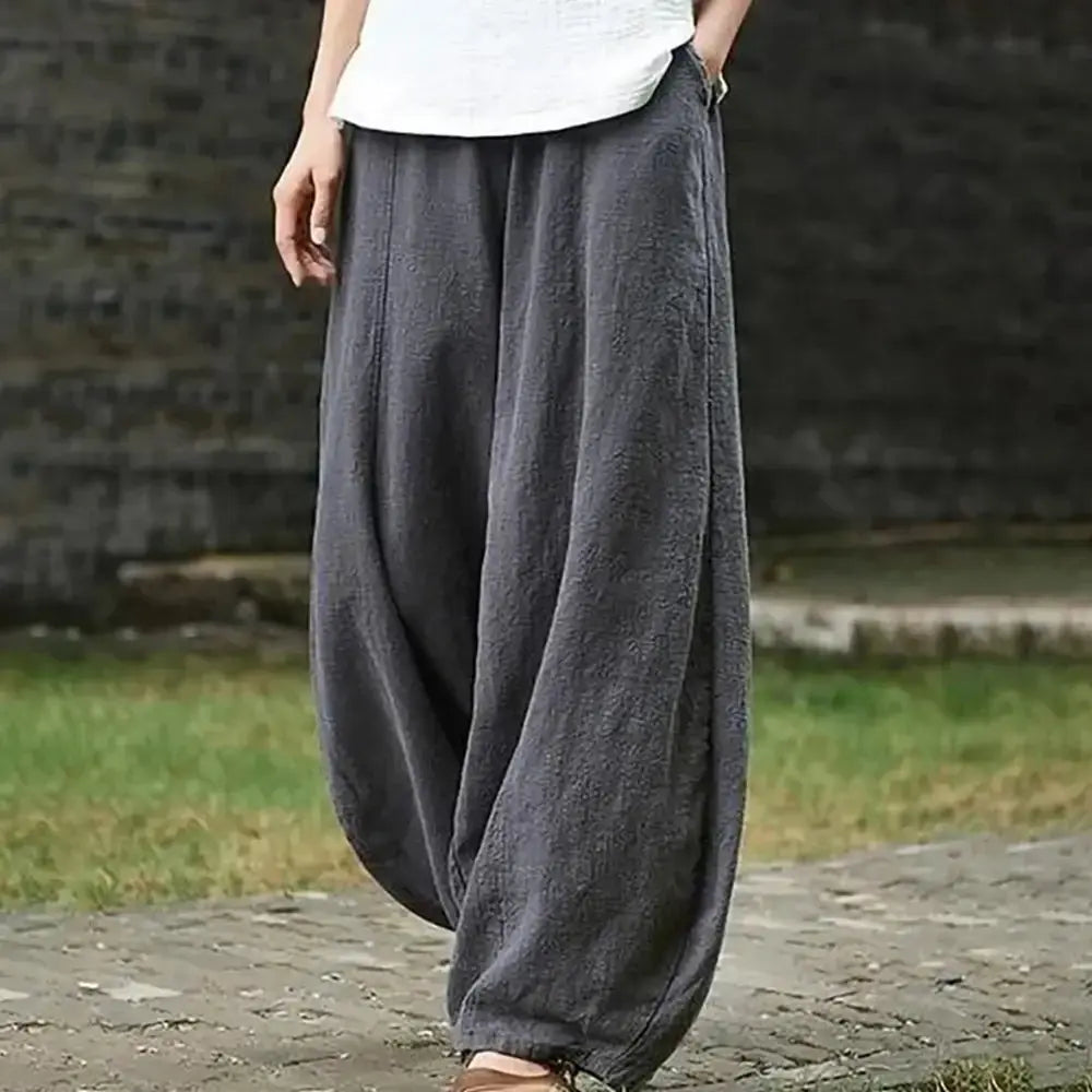 Cotton Linen Style Bloomers Wide Leg Pants GLR SHOPPING