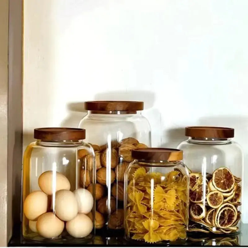 Large-Capacity Glass Jar with Wooden Lid GLR SHOPPING