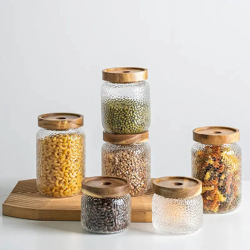 Glass Airtight Canister with Wood Lid GLR SHOPPING