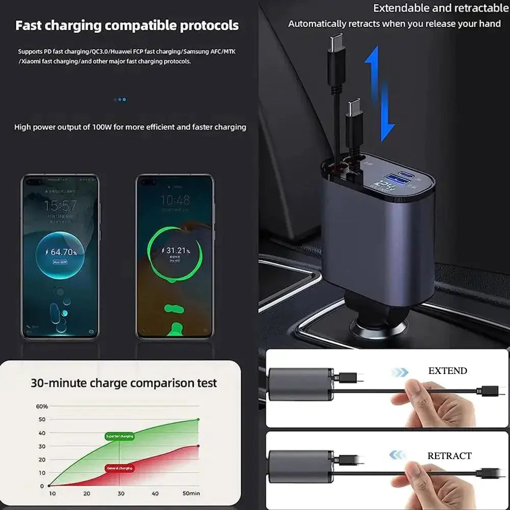 Retractable Car Charger GLR SHOPPING