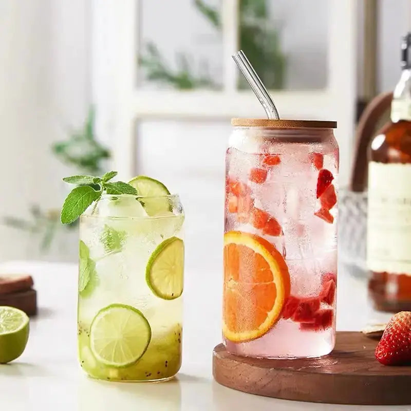 Aesthetic Glass Cup With Lid and Straw GLR SHOPPING