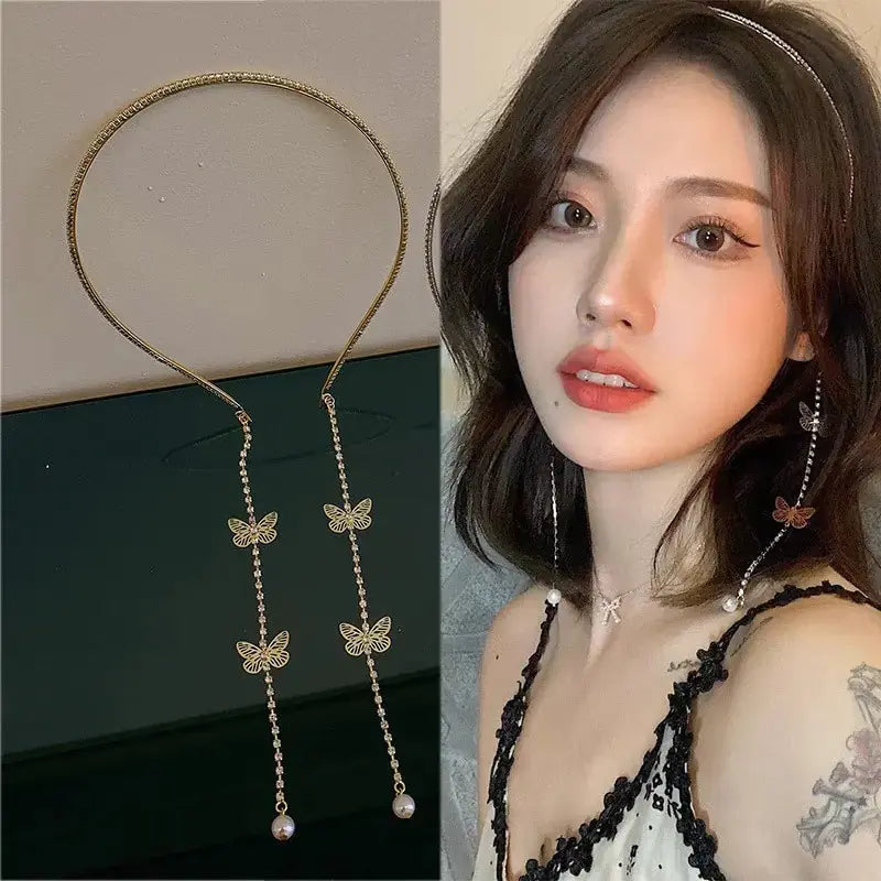 Pearl Butterfly Tassel Headband GLR SHOPPING