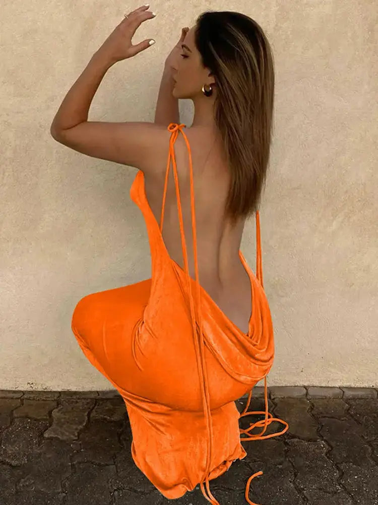 Collar Backless Sleeveless Maxi GLR SHOPPING