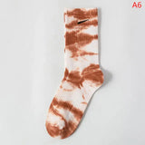 Women Tie-dye Middle Tube Socks