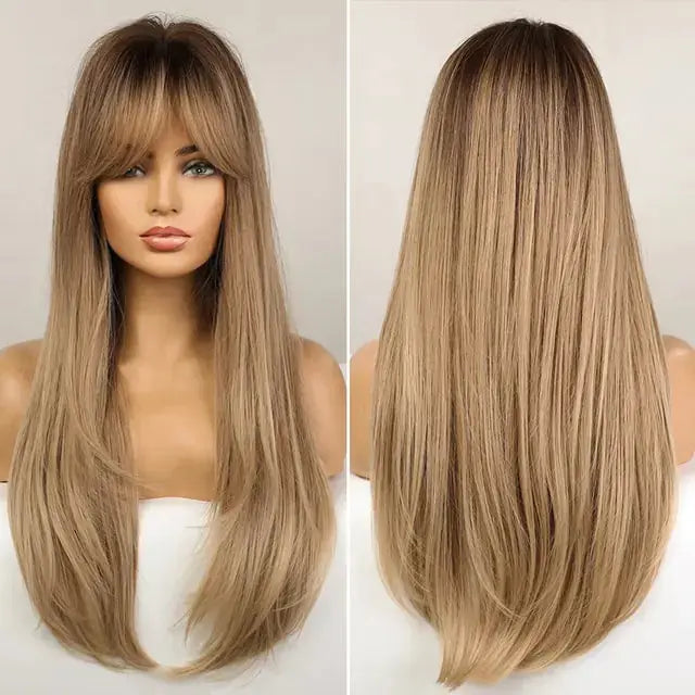 Synthetic Long Brown Wig GLR SHOPPING