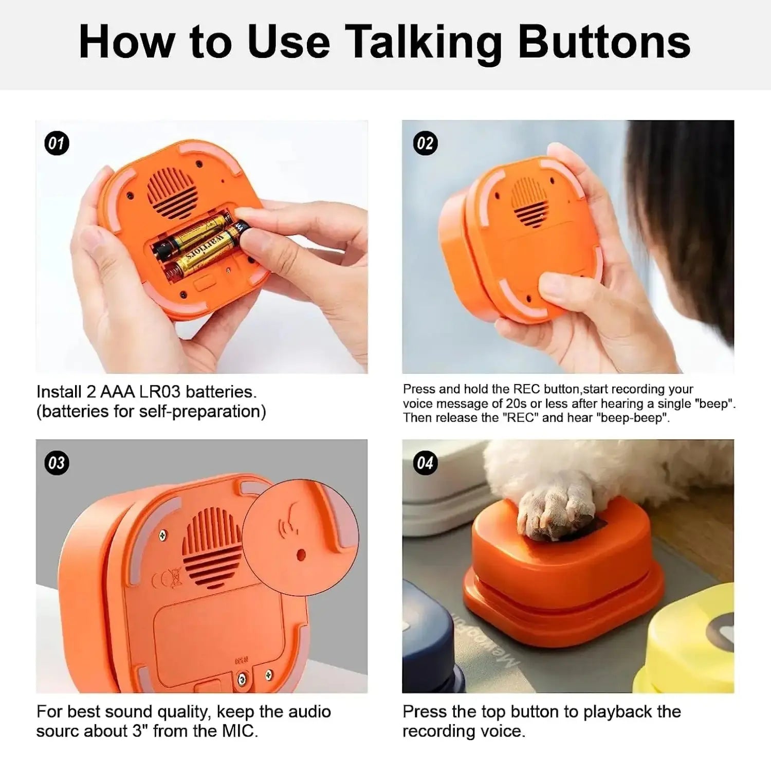 Training Buzzer Recordable Talking Button GLR SHOPPING