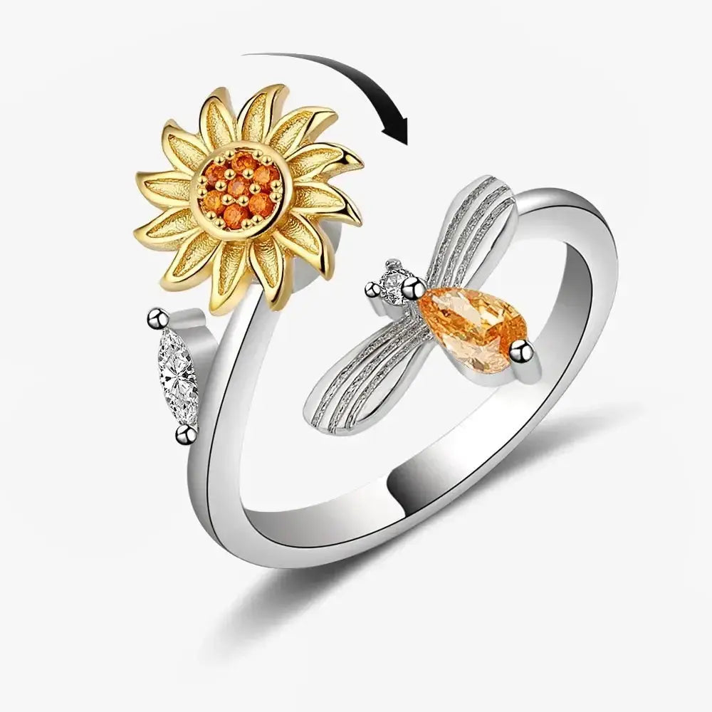 Sunflower Bee Fidget Ring Gifts GLR SHOPPING