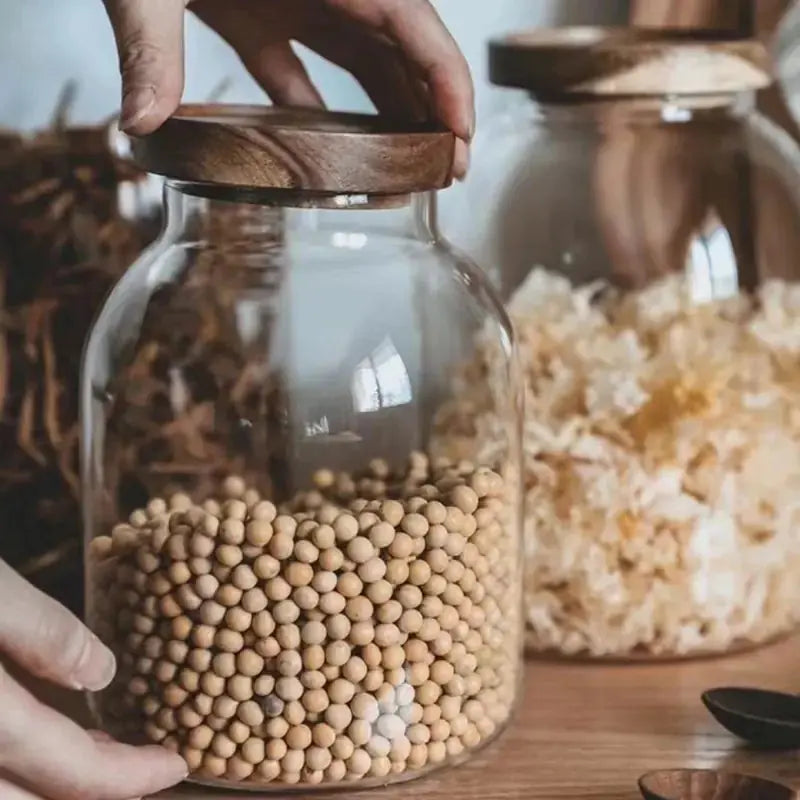 Large-Capacity Glass Jar with Wooden Lid GLR SHOPPING