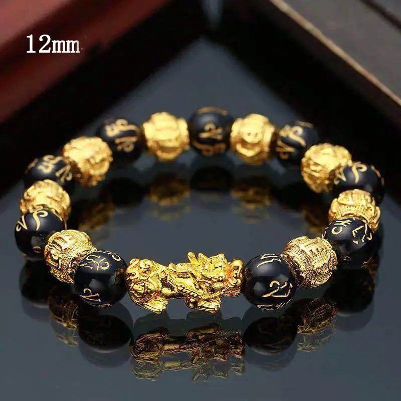 Black Gold Beaded Pixiu Bracelet GLR SHOPPING