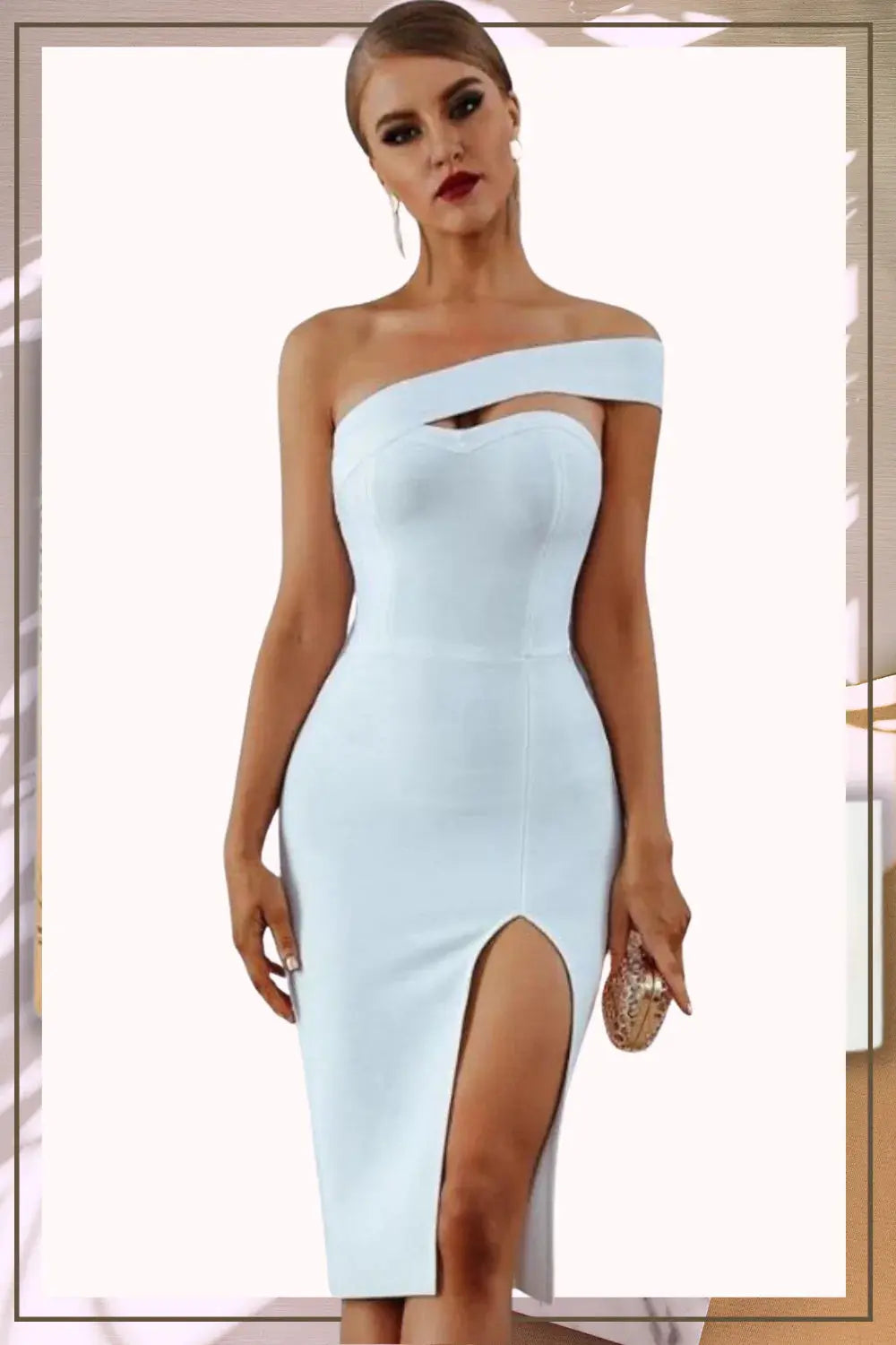 Delicate Diva High Slit Off Shoulder Bodycon GLR SHOPPING