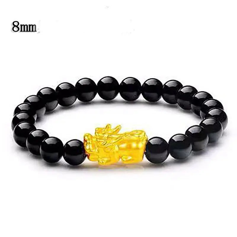 Black Gold Beaded Pixiu Bracelet GLR SHOPPING