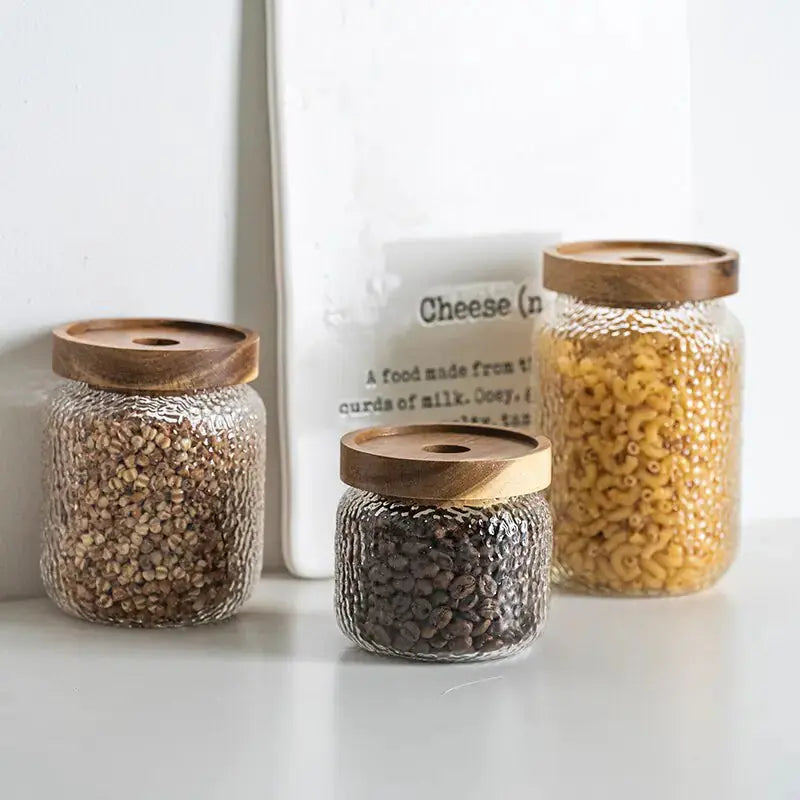 Glass Airtight Canister with Wood Lid GLR SHOPPING