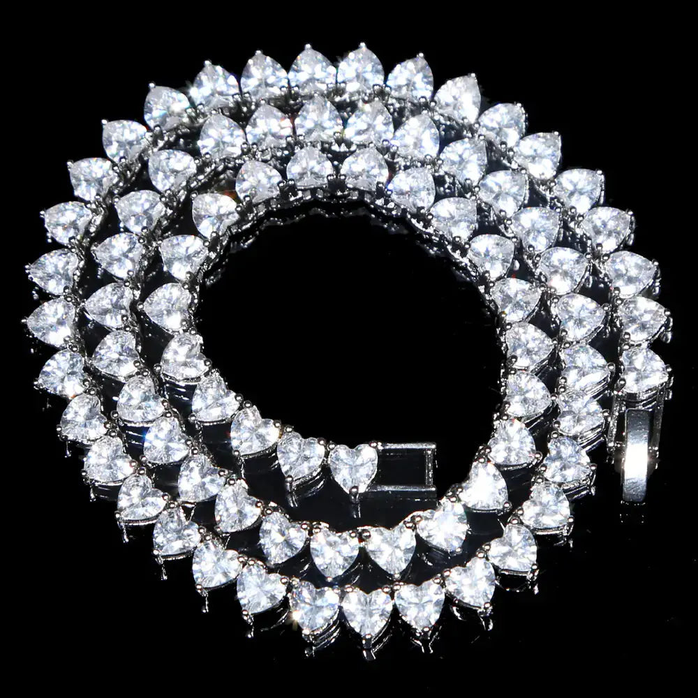 5A Heart CZ Tennis Necklace GLR SHOPPING