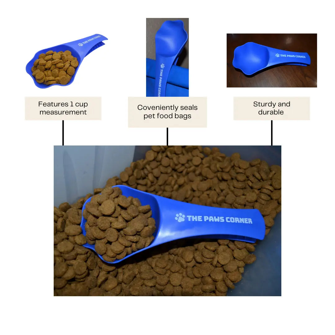 2in1 Paw-shaped Durable and Sturdy Pet Food Scoop/Clip (1 cup) - GLR SHOPPING