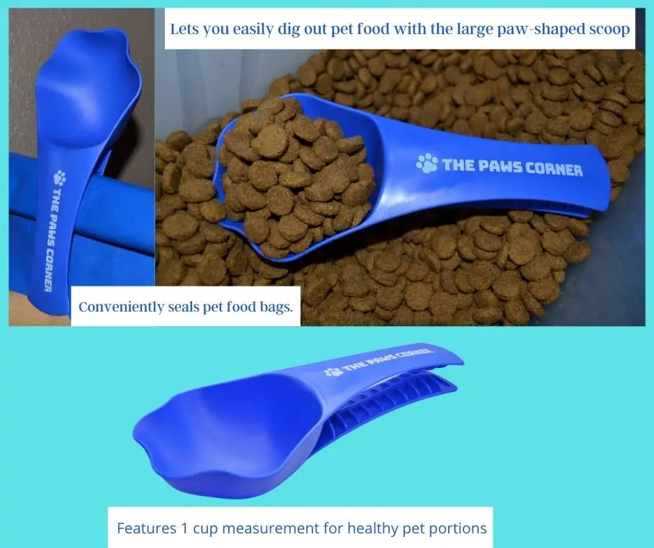 2in1 Paw-shaped Durable and Sturdy Pet Food Scoop/Clip (1 cup) - GLR SHOPPING